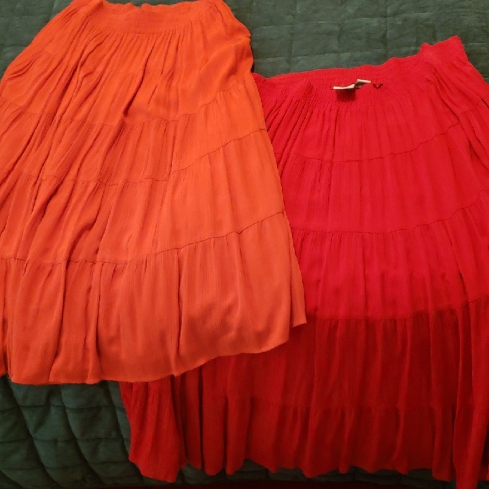 Chic A-Line Skirt Set in Red and Orange